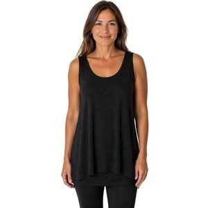Eileen Fisher Women Silk Blend Tank Tunic M Black Stretch Minimal Soft Capsule